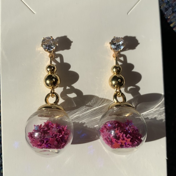Hand Crafted Purple Drop Glass Ball Dangling Earrings - Picture 7 of 10